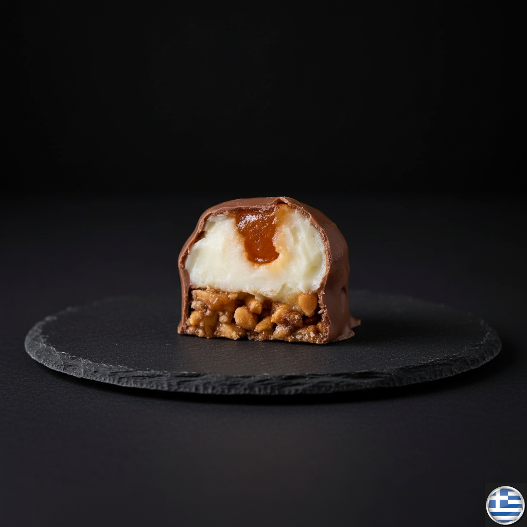 Bomboane Grecești cu Ciocolată cu Lapte și Gem