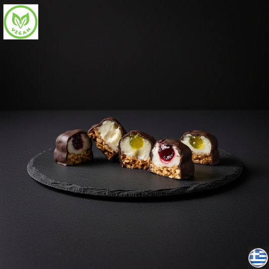 Praline Grecești cu Ciocolata Neagra Vegane cu Gem (De Post) 1Kg