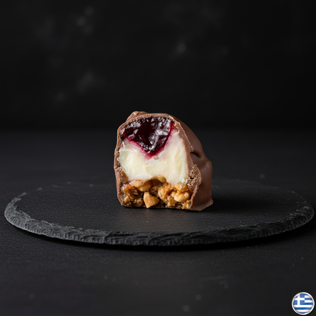 Bomboane Grecești cu Ciocolată cu Lapte și Gem